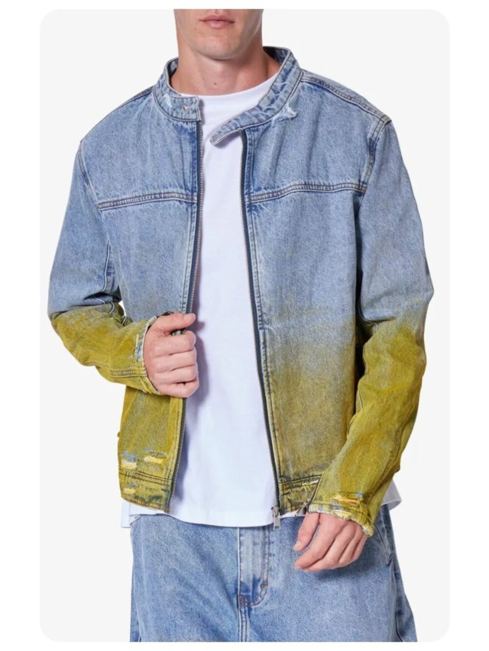 mnml Gradient Zip Denim Jacket sz XXL